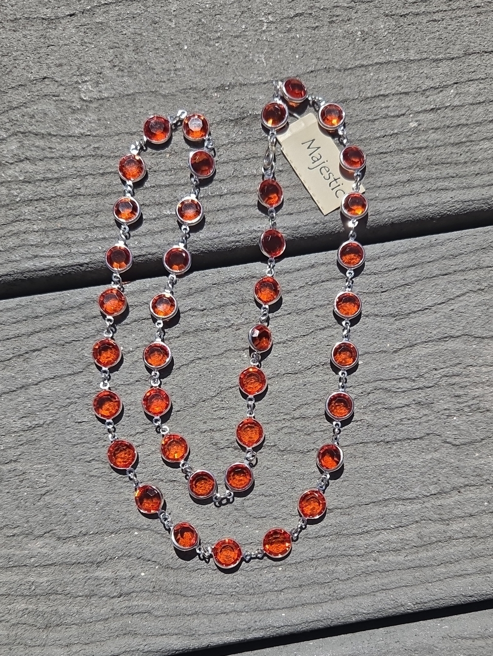 Majestic Orange Bezel Link Necklace